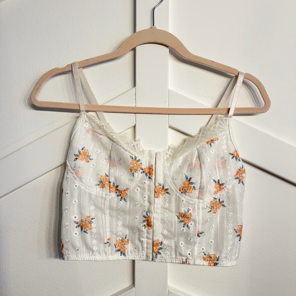 Floral Lace Trim Cami Top